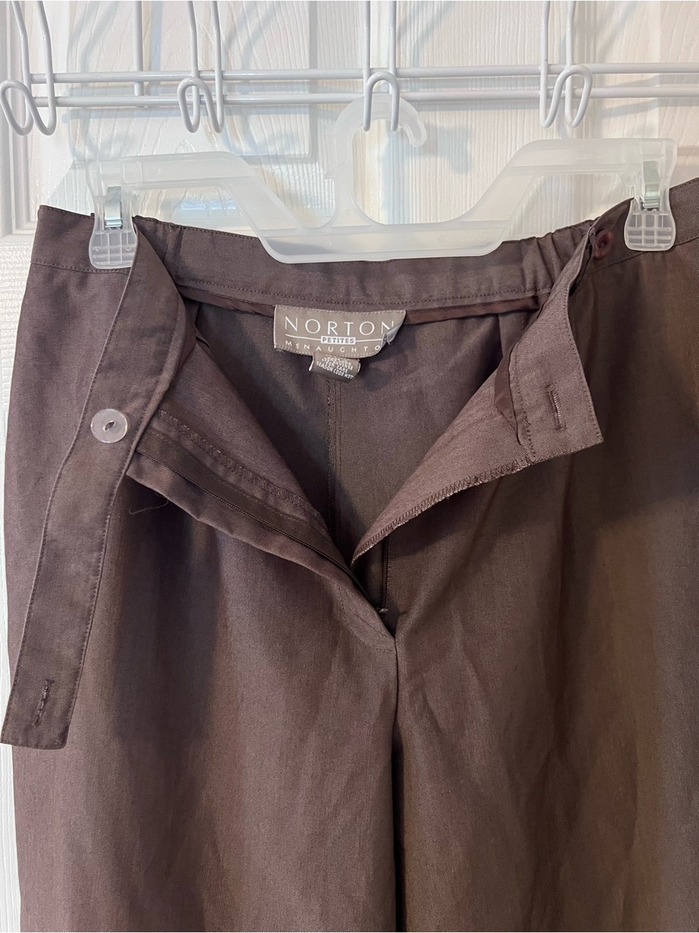 Vintage Norton McNaughton Petites Brown Dress Pants Size 12P Poly Rayon Trousers - Picture 5 of 6